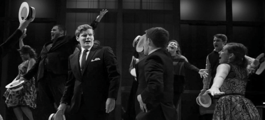 Cast members dance around Bobby (Trevor Dorner) as he looks on, wondering if he should become a married man or remain single. (ONU photo/Office of Communications & Marketing)