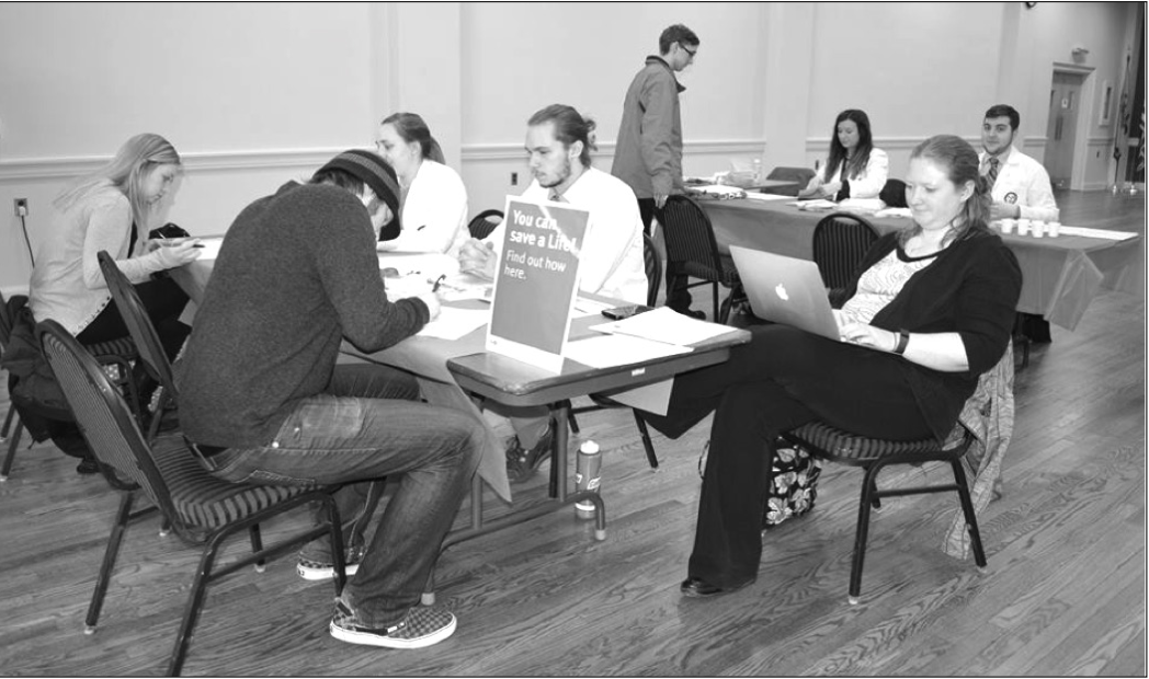 Throughout the two days of hosting the drive, ONU's SSHP and Kappa Psi were able to register 141 people as potential donors. (photo/Katie Pritchard)