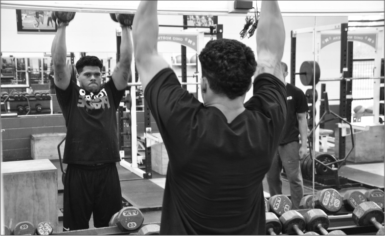 Price is ONU's all-time leader in career receptions and receiving yards. Price works out in preparation for Monday's pro day. (Northern Review photos/ Grant Pepper)