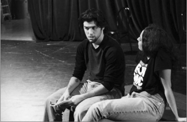 Joey Nicoletti and Sybil Anast rehearse a scene from "The Shape of Things" (photo/Ada Icon).