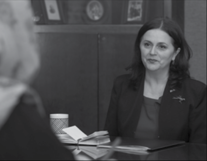 Ambassador Teuta Sahatqija meets with Ohio Northern University LL.M. in Democratic Governance students in the Tilton Hall of Law at Ohio Northern (photo/Trevor Jones).