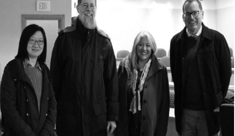 (from left) Hongyu Wu, Raymond Person, Swasti Bhattacharyya, and Forrest Clingerman (Northern Review photo/Holly Dyer).